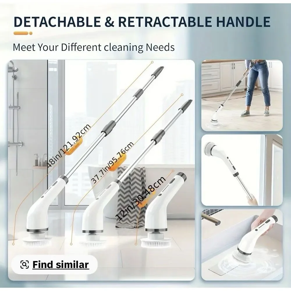 8-in-1 Electric Cleaning Brush Cordless USB-C Rechargeable Scrubber New - Picture 8 of 10